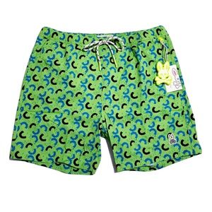 Psycho Bunny Mens XXXL Green Gecko Swim Trunks